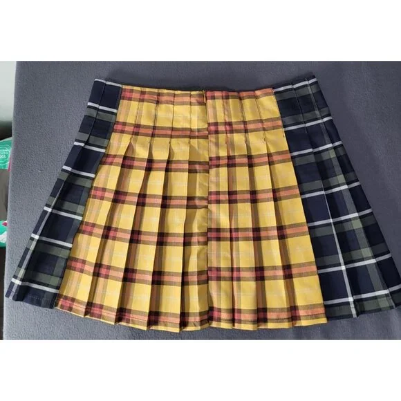 NOBO Multi Color Plaid Pleated Mini Skirt Juniors XL Skater Preppy Clueless y2k - Picture 2 of 7